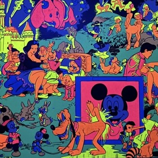 ディズニーブラックライトポスター オマケにmemorial orgyミニポスター メモリアルオージー Disney ブラックライトポスター インテリア小物